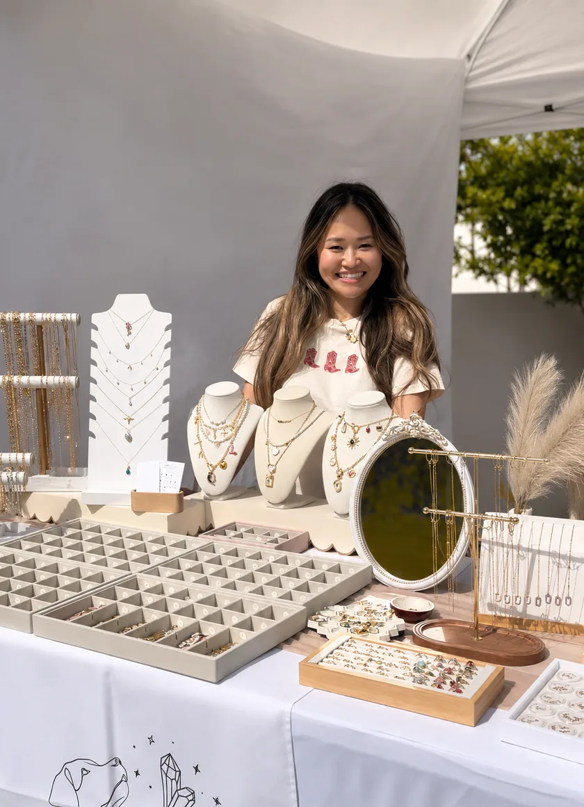 Kazue Van Fossan at a local market